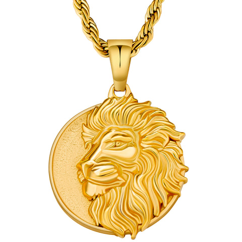 18k Gold Plated Lion Pendant Necklace for Men