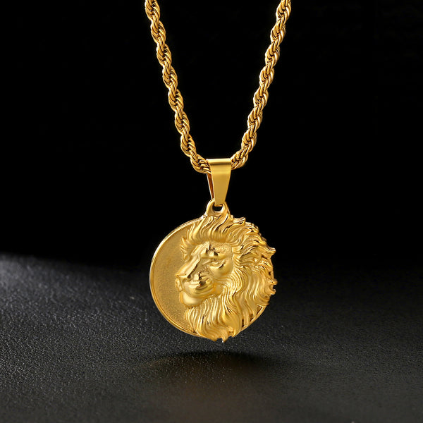 18k Gold Plated Lion Pendant Necklace for Men