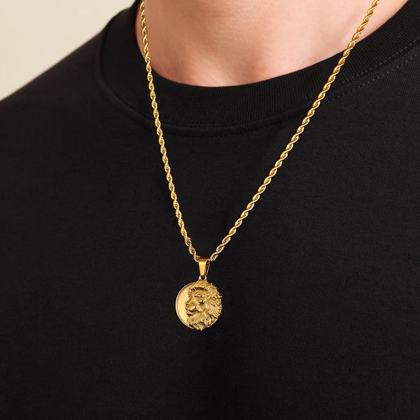 18k Gold Plated Lion Pendant Necklace for Men