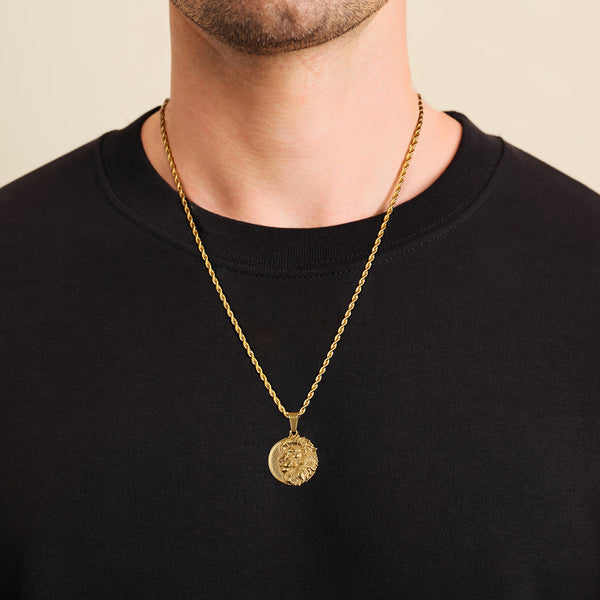 18k Gold Plated Lion Pendant Necklace for Men