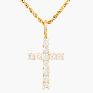 18K Gold Plated - Cubic Zirconia Diamond Cross Pendant Necklace