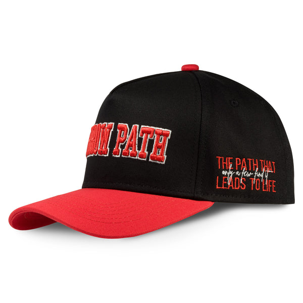 NARROW PATH RED+BLACK SNAPBACK HAT