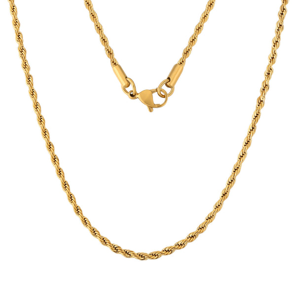 2.5MM Rope Chain 18K Plated