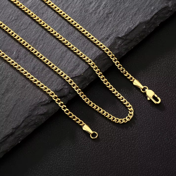 3mm Cuban Chain 14k plated