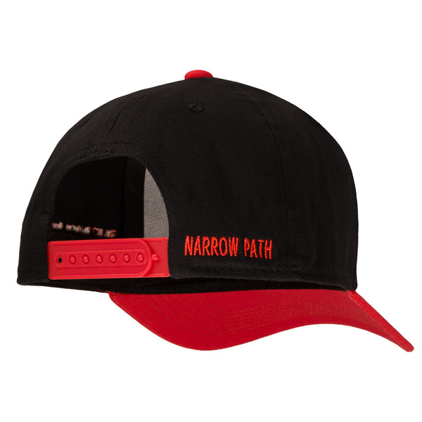 NARROW PATH RED+BLACK SNAPBACK HAT