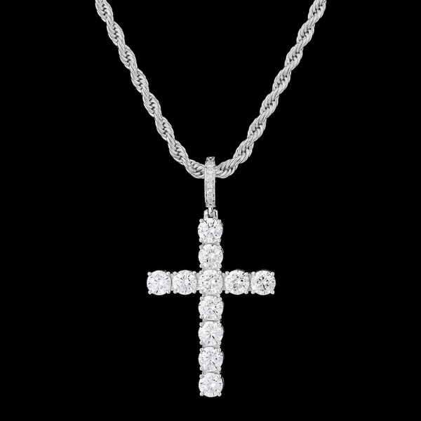 SAINT 18K Gold Plated CZ Cross Pendant Necklace