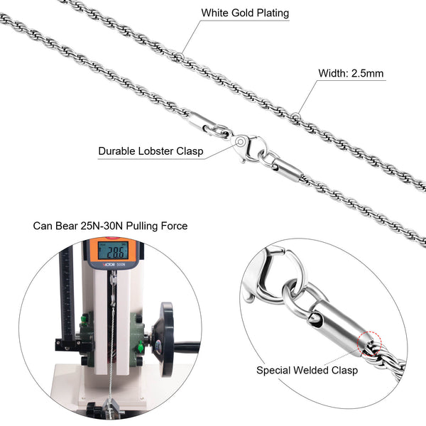 2.5MM Rope Chain 18K Plated