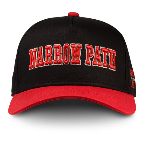NARROW PATH RED+BLACK SNAPBACK HAT