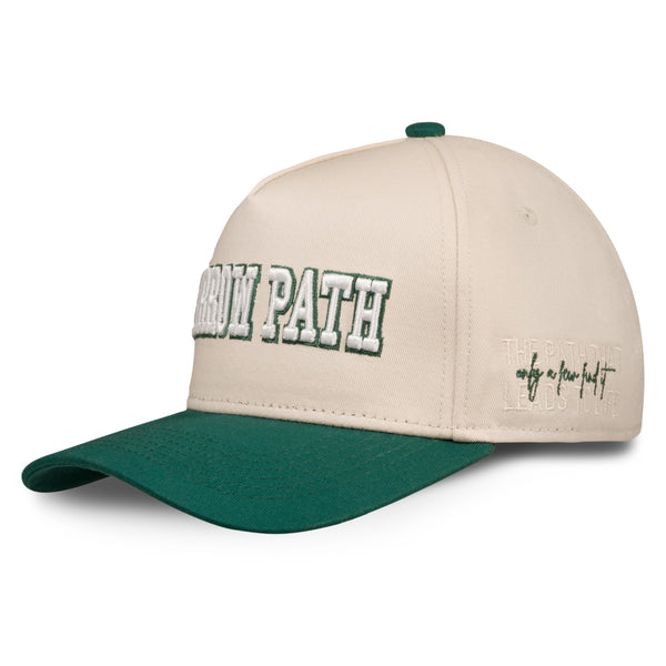NARROW PATH BEIGE+GREEN SNAPBACK HAT