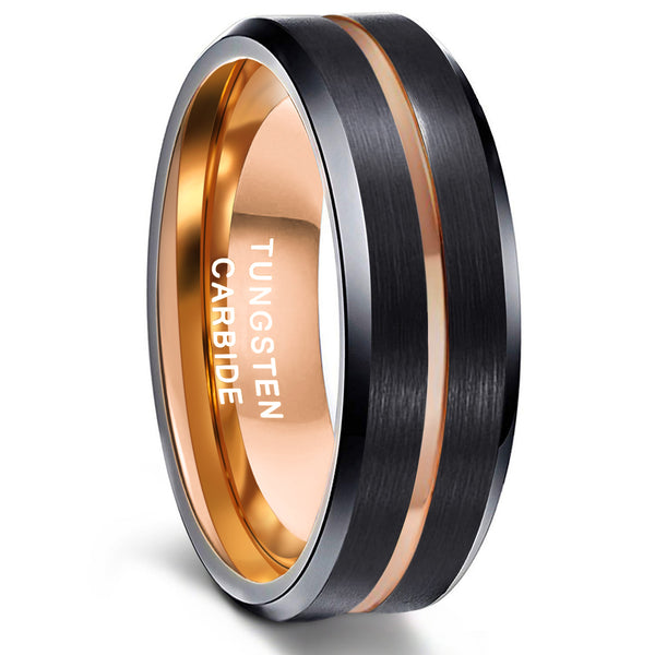8mm Tungsten Carbide Ring Black/Gold
