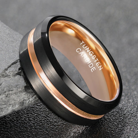 8mm Tungsten Carbide Ring Black/Gold